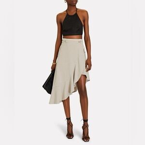 SELF-PORTRAIT Flounced Checked Asymmetrical Skirt